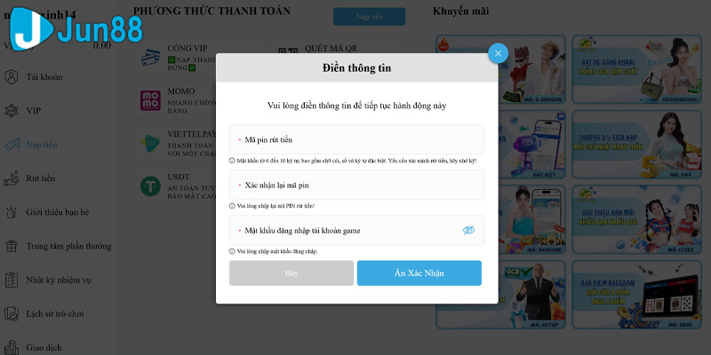 Một số điều kiện cần biết trước khi thực hiện giao dịch rút thưởng tại Jun88
